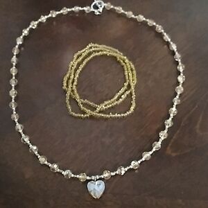 Crystal heart necklace set